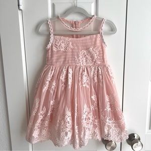 Size 4 Doe a Dear pink lace dress, special occasion coral pink dress, holiday